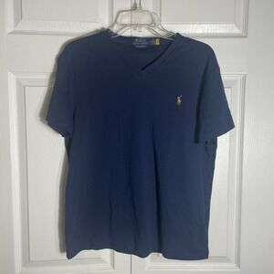 Polo Ralph Lauren Custom Slim Fit T Shirt Men L Blue Cotton Embroidered Logo
